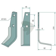 Fræsekniv MAB/Bocchini c-c 85mm, fremstillet til holdbar adgang i jord.