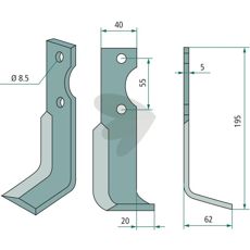 Fræsekniv MAB/Bocchini, 5x8, 5x40 til effektiv jordbearbejdning.