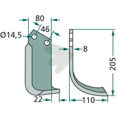 Jordfræserkniv Maletti m.fl. c-c 46mm hul 14,5mm