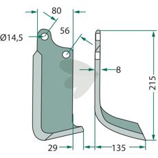 Maschio jordfræserkniv med c-c 56mm og hul 14,5mm.