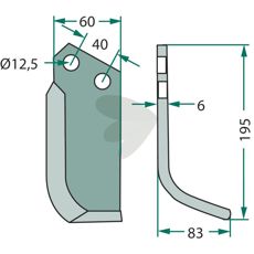 Jordfræserkniv Maschio c-c 65mm hul 12,5mm
