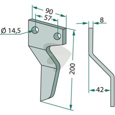 Allround rotorharvtand fra Maschio, c-c 57mm og hul 14,5mm, ideel til landbruget.