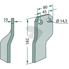 Allround rotorharvtand fra Maschio c-c 45mm hul 14,5mm, ideel til traktorer.