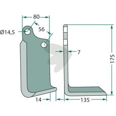 Kraftfuld jordfræsekniv til Sicma (Miglianico) med c-c 56mm.