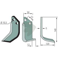Jordfræserkniv Muratori, c-c 27mm og hul 10,5mm, perfekt til præcisionsbearbejdning af jorden.