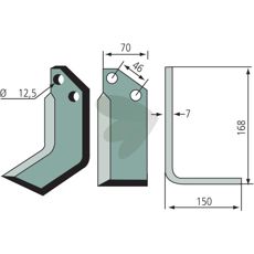 Jordfræserkniv Muratori til jordbearbejdning, 46mm c-c, perfekt til præcision.