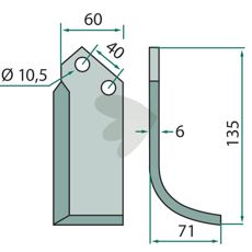Jordfræserkniv Nardi c-c 40mm hul 10,5mm