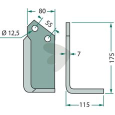 Fræsekniv Nardi med c-c 55mm og hul 12,5mm.
