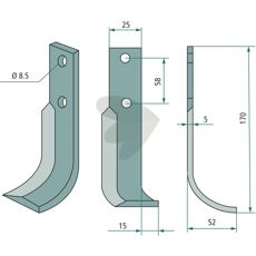 Fræsekniv Bertolini/Nibbi med c-c 58mm og hul 8,5mm.