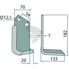 Jordfræsekniv Pegoraro med c-c 54mm, ideel til landbrug og havearbejde.