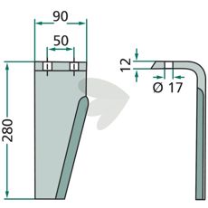 Muratori rotorharvetand 90X280mm, perfekt til præcisionsarbejde i landbruget.
