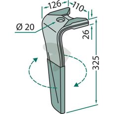 Kuhn rotorharvetand 110X325mm, fremragende til effektive jordbehandlingsløsninger.