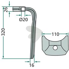 Kuhn rotorharvetand 320 mm, ideel til præcision og holdbarhed i barske miljøer.