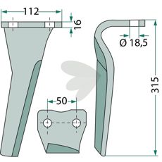 Sicma rotorharvetand 112X315mm, kvalitetssikret for lang holdbarhed.