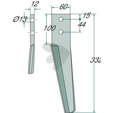 Rotorharvetand for Maschio, Moreni og Falc, slidstærkt og effektivt.