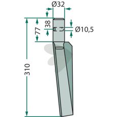 Breviglieri rotorharvetand 32X310mm, hul 10,5mm for robust ydeevne.