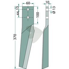 Maschio rotorharvetand med 60X370mm og 13mm hul, til alsidig anvendelse.
