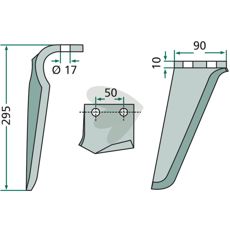 Maschio rotorharvetand 90X295mm, ideel til effektiv jordbehandling.