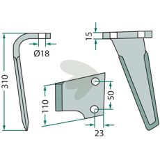 Maletti rotorharvetand med specifikationer til effektiv jordbearbejdning.