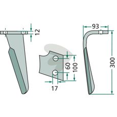 Alpego rotorharvetand, 100x300mm, perfekt til jordbearbejdning.