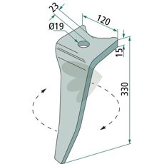 Rotorharvetand med kort beslag, ideal til kompakte maskiner.