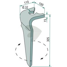 Breviglieri rotorharvetand, 100X305mm, perfekt til effektiv jordbearbejding.