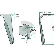 Falc rotorharvetand, 110X280mm, giver effektiv bearbejdning af jorden.