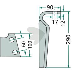 Feraboli rotorharvetand 100X290mm, designet til effektiv jordbearbejding.