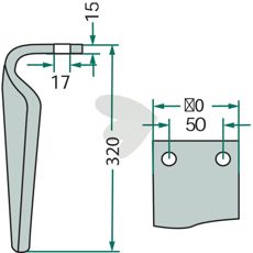 Muratori rotorharvetand 320mm, perfekt til effektiv jordbearbejding.