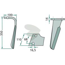 Kuhn rotorharvetand, 350 mm, designet til at maksimere ydeevne ved jordbearbejdning.