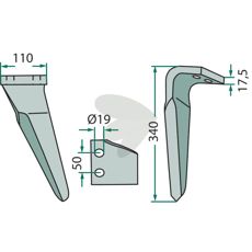 Rotorharvetand Maletti, 110X340mm med 19mm hul for effektiv bearbejdning.