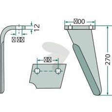 Rotorharvetand Perugini, 100X320mm, hul 17mm, for effektiv jordbearbejdning.