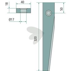 Kuhn rotorharvetand 18X320mm, designet til optimal præstation i marken.
