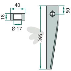 Kuhn rotorharvetand 40X395mm, ideel til effektiv jordbearbejdning.