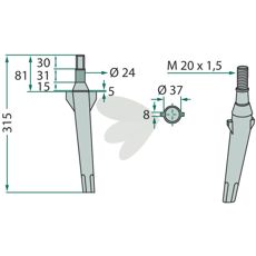 Rotorharvetand til Celli, Perugini og Rotorland, ideel til effektiv harvning.