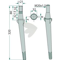 Remac rotorharvetand med gevind, sikrer stabilitet under arbejde.