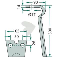 Forgio-Roteritalia rotorharvetand 105X300mm, utroligt slidstærk og pålidelig.