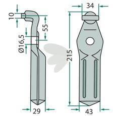Rotorblad Pegoraro til effektiv græsklipning, højde 215mm.