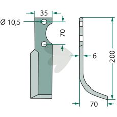 Jordfræserkniv S.E.P med 70mm c-c afstand, perfekt til jordbearbejdning.