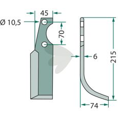 Jordfræserkniv S.E.P. med 70mm c-c afstand, designet til effektiv fræsning.