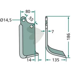 Sicma jordfræserkniv med c-c 55mm, designet til stærk og holdbar brug.