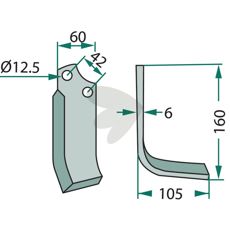 Sicma jordfræserkniv med c-c 42mm, ideel til dyb jordbearbejdning.