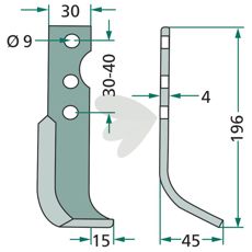 Jordfræserkniv til Solo, c-c 30-40mm, perfekt til jordbearbejdning.