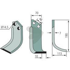 Jordfræserkniv Muratori c-c 46mm hul 14,5mm