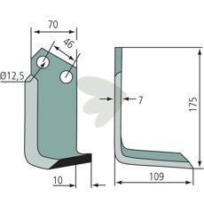 Jordfræserkniv Sovema, 46mm c-c, perfekt til effektiv jordbearbejdning.