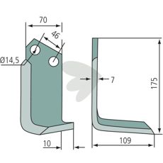 Alsidig jordfræserkniv Muratori, 46mm c-c, perfekt til effektiv jordfræsning.