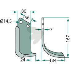 Jordfræserkniv Tortella c-c 56mm med hul på 14,5mm.