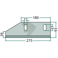 Kniv 00434014 til effektiv skæreevne i traktorer og maskiner.