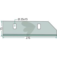 Kniv 00434049 designet til robust anvendelse i landbrugsmaskiner.