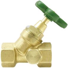 Skråsædeventil 1" som letter væskestrømmen.